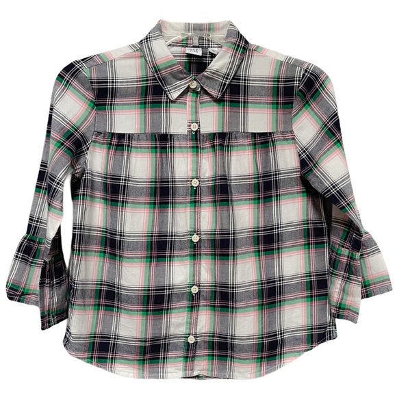 Gap Kids Pink Plaid Shirt With Bell Cuffs - Picture 1 of 7